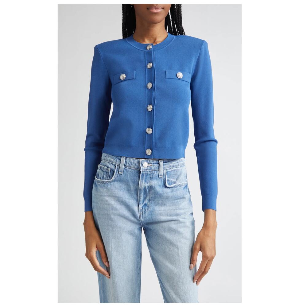NEW L'AGENCE Toulouse Crewneck Crop Cardigan Size Small